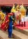 Thailand: A Chinese lion dance in honour of King Taksin, King Taksin statue at the entrance to King Taksin Park, Chanthaburi, Chanthaburi Province